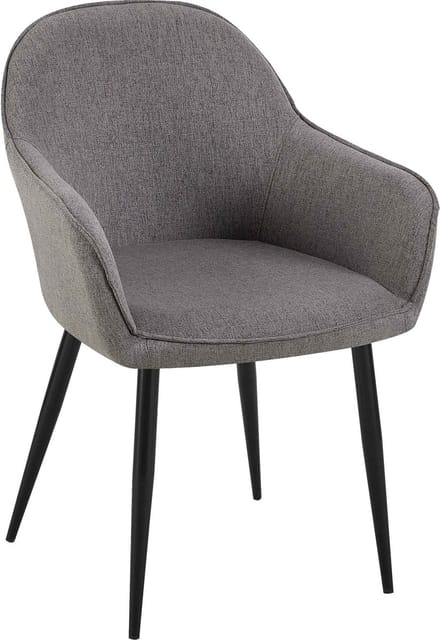 CLP Boise Eetkamerstoel - Met armleuning - Metalen frame - Stof - donkergrijs