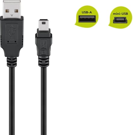 Goobay Mini USB Sync and Charging Cable, Black 1 m