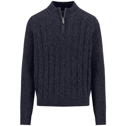 Fynch-Hatton Trui Troyer Zip Cable Knit Donegal Navy / male