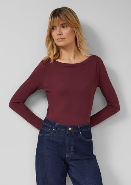 s.Oliver - female - Geribd shirt met lange mouwen en boothals