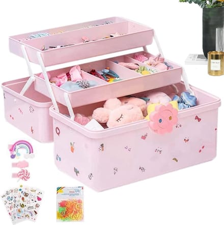 Haaraccessoires Organizer - Opbergdoos Kinderen - Sieraden Opbergen - Drie Laags Ontwerp - 1 Stuk - Multikleur