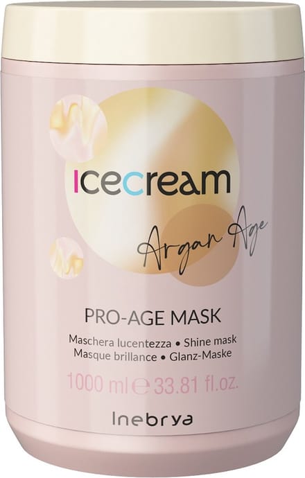 Inebrya, Ice Cream Pro-Age, Arganolie, Haarbehandeling Crème Masker, Glanzend, 1000 ml