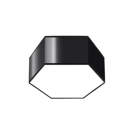 Plafondlamp SUNDE 13 zeshoekig met middelhoge behuizing - Sollux Lighting - IP20 - Zwart pvc behuizing - 30.5 x 26.5 x 13.5 cm - 2 x E27 LED, exclusief lichtbron - 2 x 15 W - Moderne plafondlamp voor woonkamer, slaapkamer en eetkamer