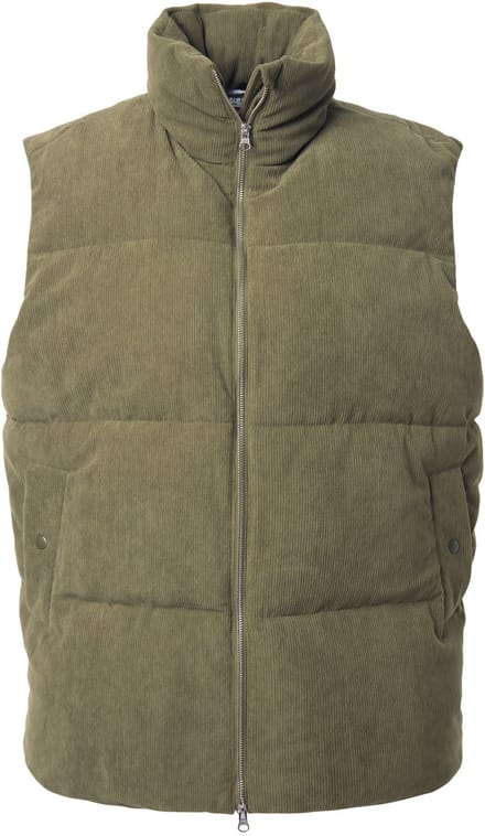 Studio Untold - Dames - Doorgestikte bodywarmer oversized corduroy 2 zakken - Palmboomgroen - Maat 42+