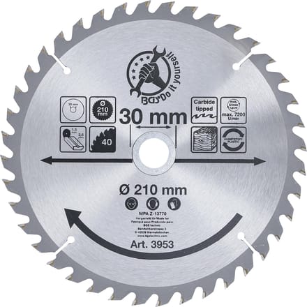 BGS HM cirkelzaagblad - Ø 210 x 30 x 2,6 mm - 40 tanden