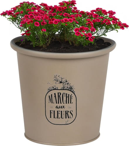 Sunnydays /plantenpot/bloempot - zink - taupe - D14 x H13 cm