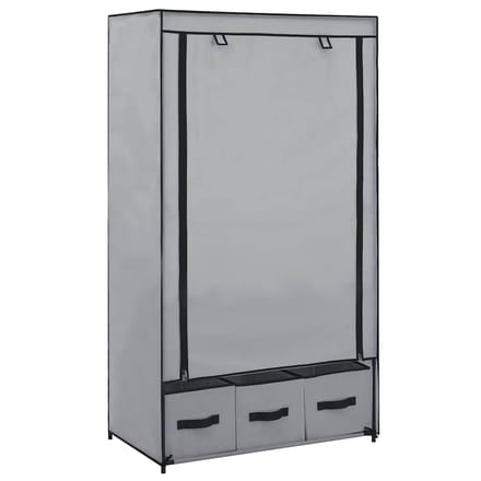 vidaXL - Kledingkast - 87x49x159 - cm - stof - grijs