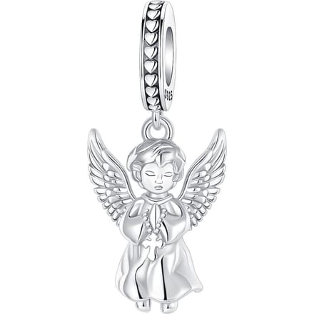 Aile d'Ange Gardien en Métal Cuivré Religion Paix Pendentif Composant Perle Charme Composant de Charme Compatible Avec les Composants de Charme Authentiques Originaux white