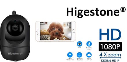 Higestone - Smart Camera- 2-Weg Audio - WiFi - Nachtvisie - Zwart
