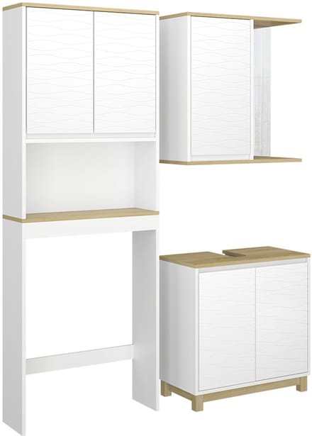 Vicco Badkamermeubelset Livia, Wit/Eiken, 3-delig