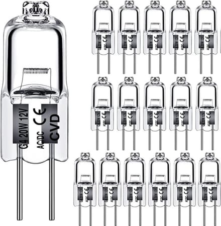 CVD® 8-STUKS - G4 HALOGEEN LICHTBRON - 20 WATT - 12V - WARM WIT - DIMBAAR