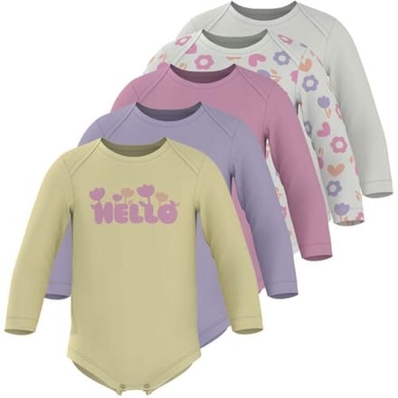 LUPILU Set van 5 baby rompers (wit/roze/paars/geel, 74/80)