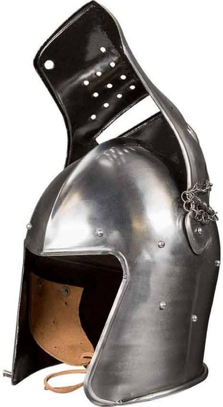 Middeleeuwse Helm - Ridder Helm - Historische Re-enactment - Handgemaakt Staal - One Size - Zilver