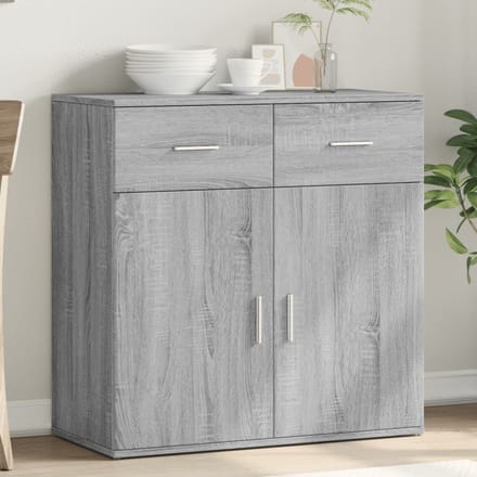 vidaXL - Dressoir - 79x38x80 - cm - bewerkt - hout - grijs - sonoma