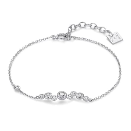 Twice As Nice Armband in zilver, 8 zirkonia, zigzag 16cm+3cm