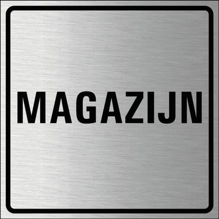 Magazijn bordje, geborsteld aluminium 100 x 100 mm