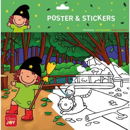 Kleurposter Heksje Mimi in het bos
