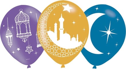 Amscan - Eid Mubarak - Ballonnen Goud, Paars, Blauw (6 st)