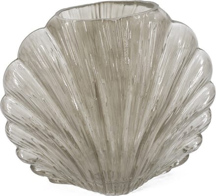 HomeBound by KY | Glazen vaas schelp grijs | glazen vaas | 18x7.5x24cm | stijlvolle vaas
