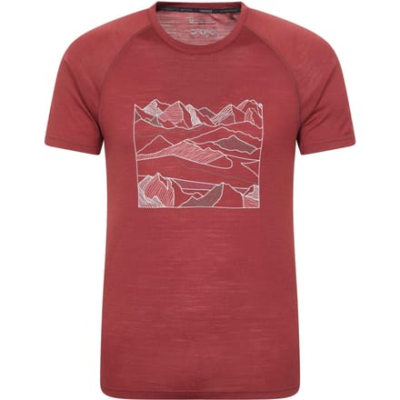 Mountain Warehouse Heren Quest Bedrukte Merino Mix Thermo Top (Bourgondië)