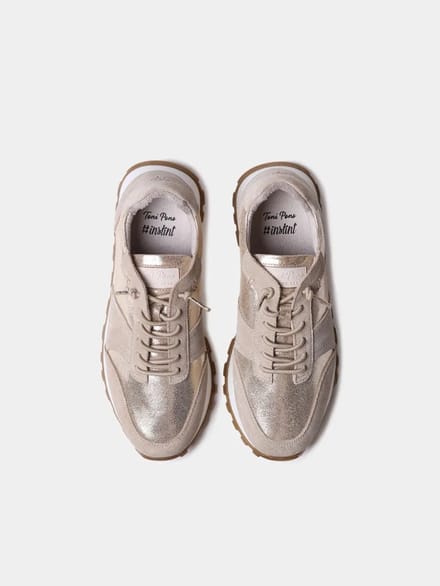 Metallic leren en suède sneakers voor dames | ALICIA