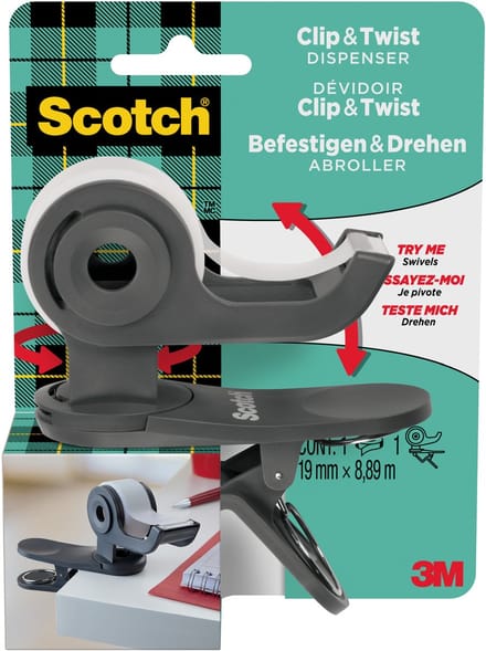 Plakbandhouder scotch clip dgs + 1rol tape | 6 stuks