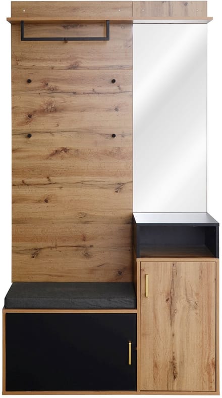 Halmeubel - 105cm - Zwart hout - Spiegel