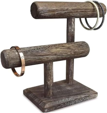 Sieraden Organizer Standaard - Sieradendoos T-Bar - Sieraden Presenteren - 2-Laags Ontwerp - 8 x 4 x 9 inch - Donkerbruin