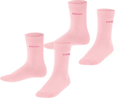 Esprit Foot Logo 2-Pack eenkleurig katoen multipack sokken kinderen roze - maat 23-26