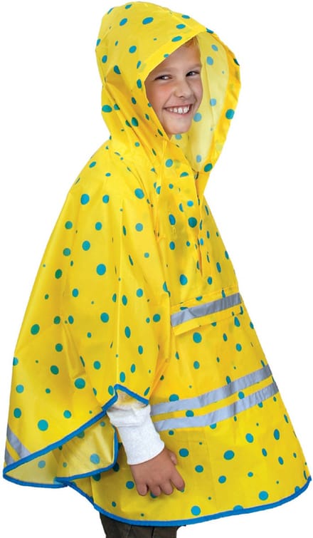 Kinderregenponcho ReflActions 'Brullen', geel/blauw