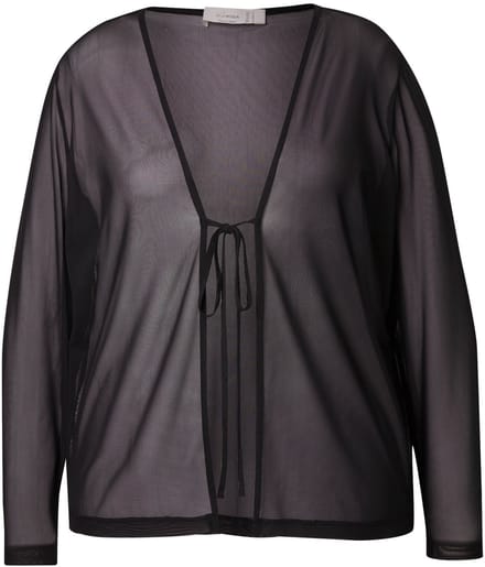 MIAMODA - Dames - Mesh-jasje A-lijn strikband - Zwart - Maat 48