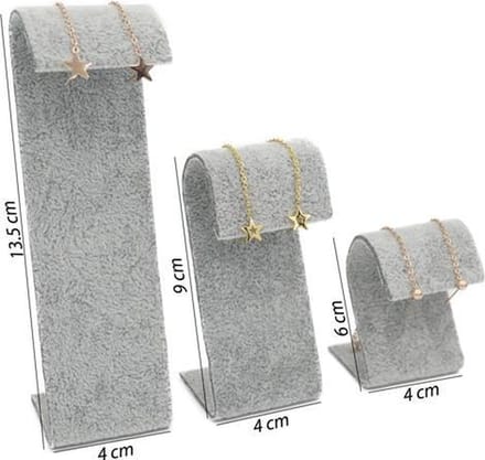 3-delige oorbellen display fluweel grijs