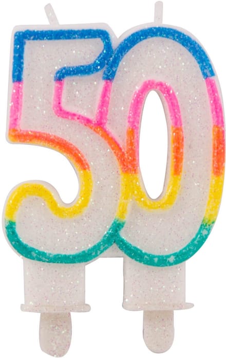 50 Jaar Glitterkaarsjes met 2 houders