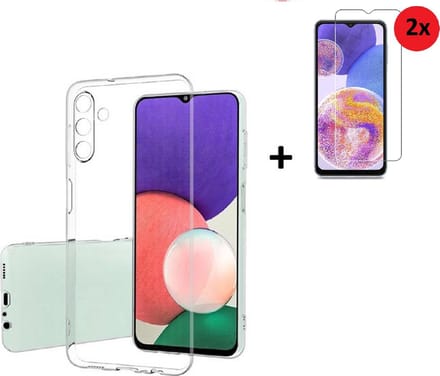 Pearlycase Hoesje Transparant Geschikt voor Samsung A05s - Siliconen - Samsung A05s Screenprotector - Hoesje Transparant Case + 2x Screenprotector