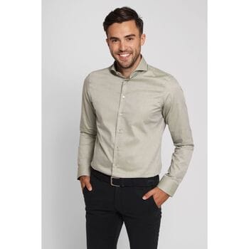 Suitable Overhemd Twill Lichtgroen - Maat 38 - Heren - Overhemden Formeel