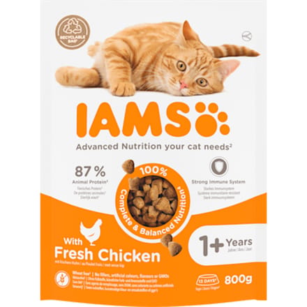 Iams Vitality kattenvoer volwassen met verse kip 800g