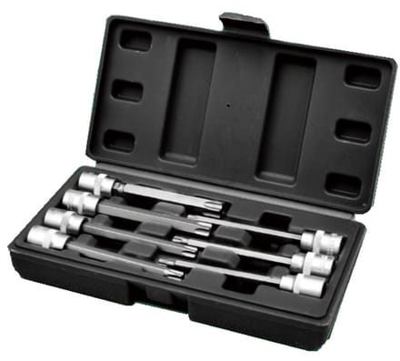 Hofftech Verlengde Torx doppenset - 7-delig - 100 mm - Chroom-vanadiumstaal - Inclusief opbergdoosje