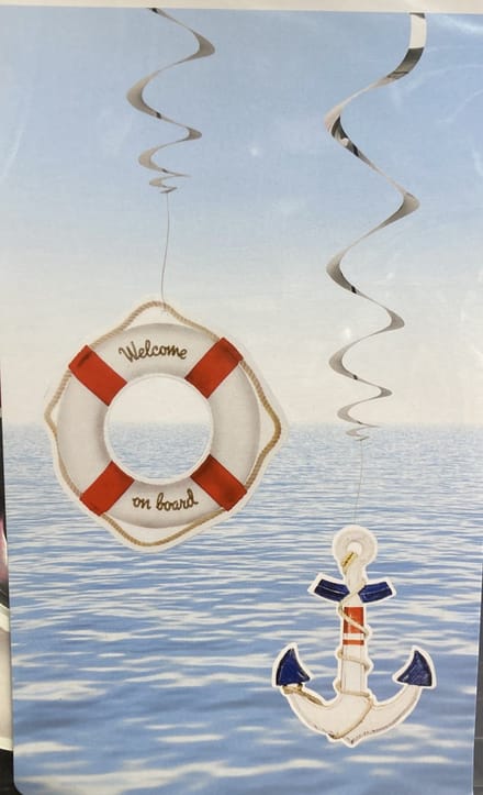 Boland Maritieme Hangdecoratie – Navy Swirls – 2 Stuks – Feestversiering 85 cm