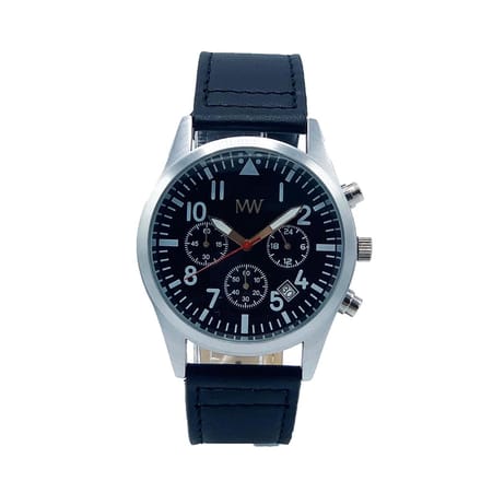MW Horloge Chrono Milan leder zwart
