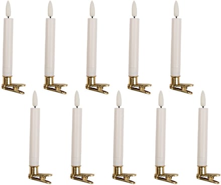 Clayre & Eef LED Dinerkaarsen set van 10 Ø 2x14 cm Wit Wax