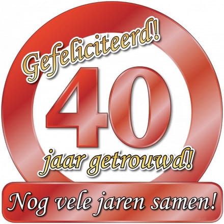 huldeschild 40 jaar getrouwd 50 cm karton zilver