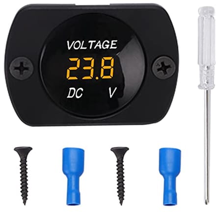 Waterdichte LED Digitale Voltmeter voor Auto en Marine - DC 12V 24V Ronde Spanningstester Meter