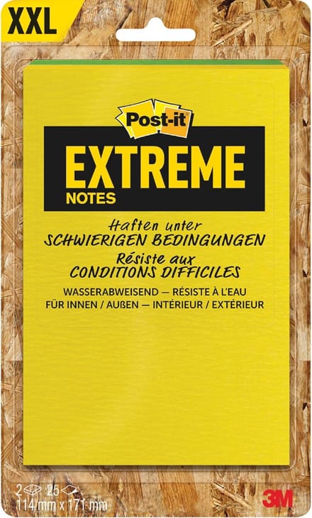 Post-it® Extreme Notes | ft 114 x 171 mm | 2 blokken van 25 blaadjes | geassorteerde kleuren