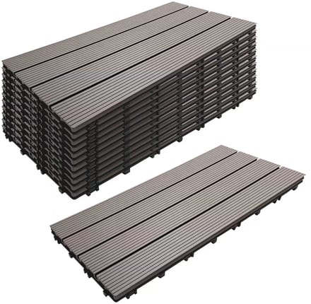 WPC tegels - set van 12 - 60x30 cm - houtlook - 2,2 m² - grijs