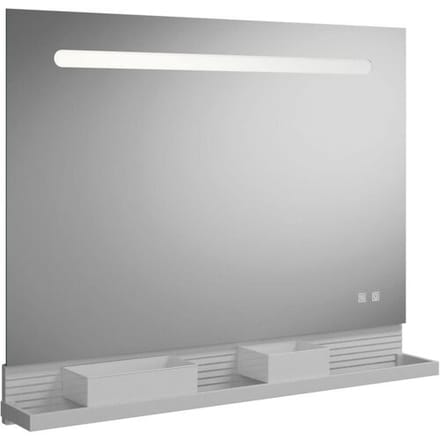 burgbad Fiumo bathroom mirror 100x87 cm with LED and railing white