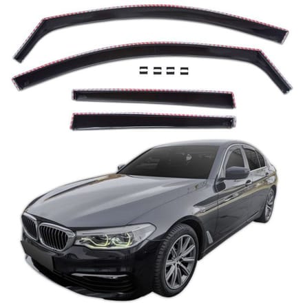 Déflecteurs d'air BMW Série 5 G30 (4D) 2017-2023, 4 pièces, Teinté noir, Acrylique anti-UV