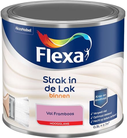 Flexa - Strak In De Lak Binnenlak Hoogglans - Vol Framboos - Mengverf - 500 Ml