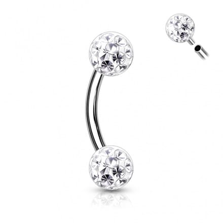 Piercing curved ferido 1.2x8x4 - zilver wit - LMPiercings