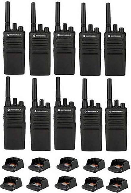 Set van 10 Motorola XT420 UHF IP55 PMR446 Portofoon met laders