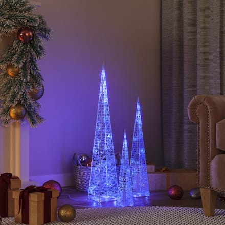 vidaXL - Lichtkegelset - decoratief - LED - 30/45/60 - cm - acryl - blauw